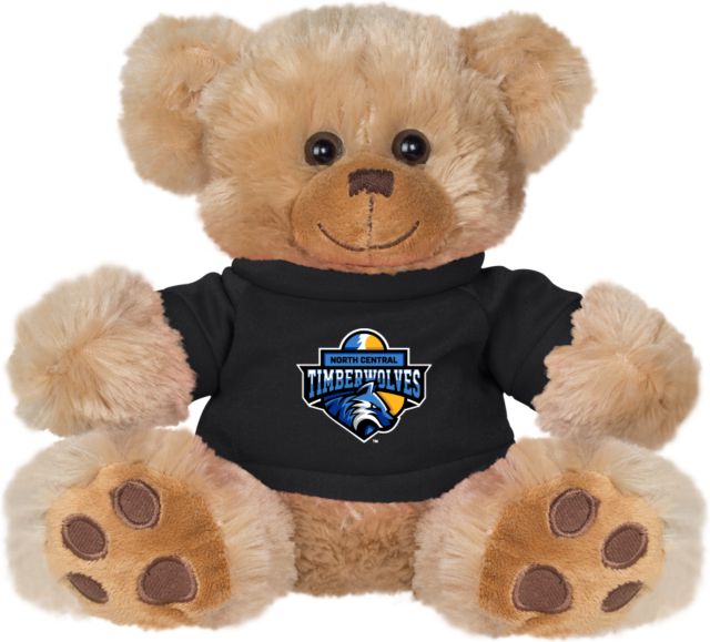 North Central Michigan Plush Big Paw 8 1/2 inch Bear w/Black Shirt North Central Michigan College Timberwolves - ONLINE ONLY