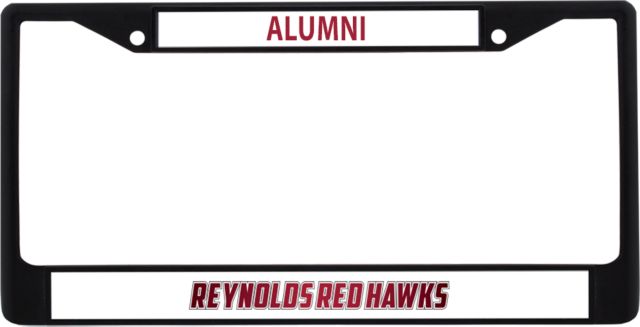 J. Sargeant Reynolds Alumni Metal License Plate Frame in Reynolds Red Hawks with Mascot - ONLINE ONLY
