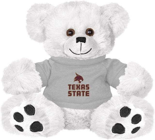 Texas State Plush Big Paw 8 1/2 inch Bear w/ Shirt Texas State Logo Stacked - ONLINE ONLY