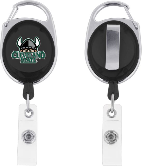 Cleveland State Oval Retractable Badge Holder w/Clip Primary Mark | Black