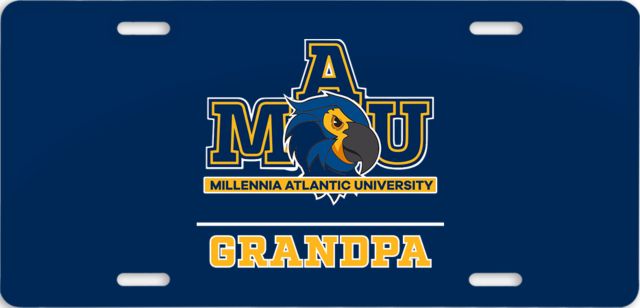 Millennia Atlantic License Plate Grandpa MAU Mascot Logo - ONLINE ONLY