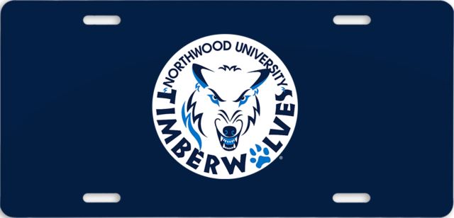 Northwood License Plate Northwood University Timberwolves Circle with Mascot - ONLINE ONLY
