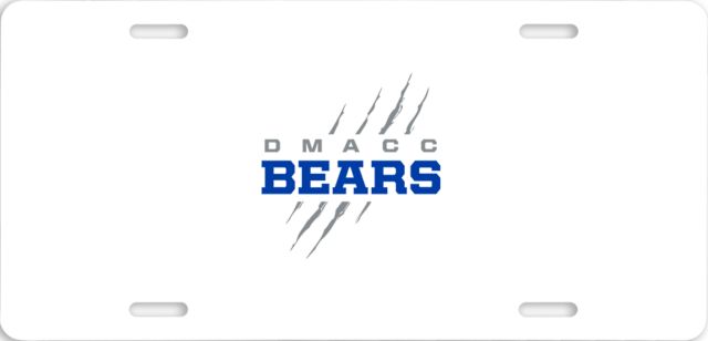 Des Moines License Plate DMACC Bears Wordmark with Bear Scratch - ONLINE ONLY