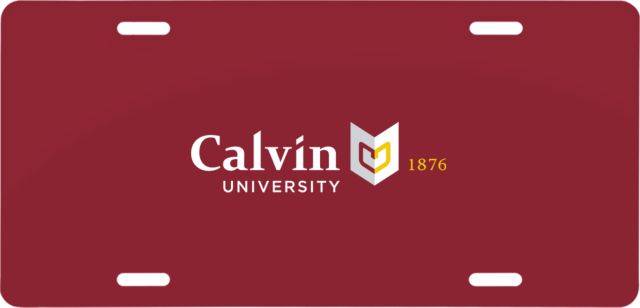 Calvin Univ License Plate University Logo 1876 Horizontal - ONLINE ONLY