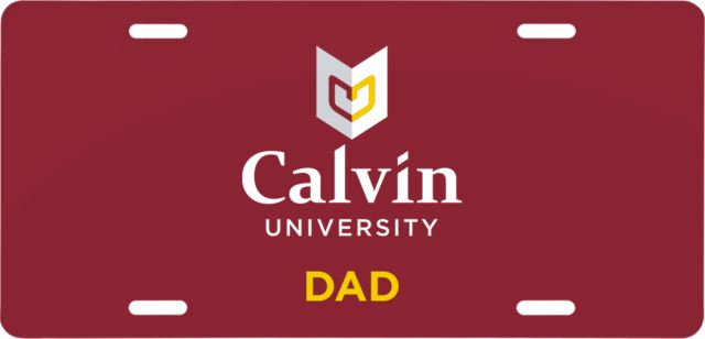 Calvin Univ License Plate Dad University Logo Vertical - ONLINE ONLY