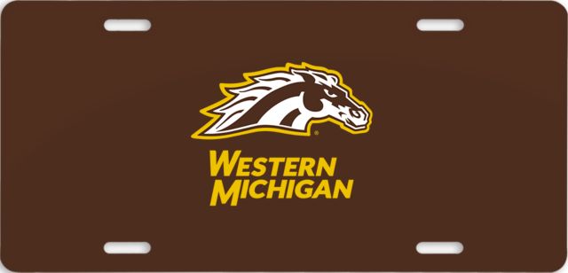 Western Michigan License Plate Western Michigan with Bronco Head Mascot - ONLINE ONLY