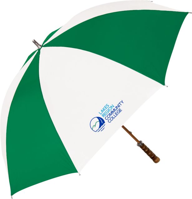 Lakes Region 64 Inch Kelly Green/White Umbrella Lakes Region CC Primary Mark - ONLINE ONLY