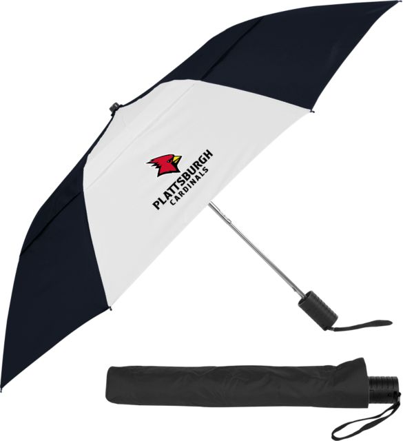 SUNY Plattsburgh 42 Inch Slim Stick Vented Umbrella Stacked Mark - ONLINE ONLY