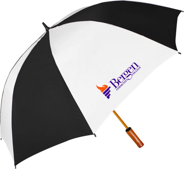 Bergen CC 64 Inch Umbrella Bergen Community College Wordmark - ONLINE ONLY
