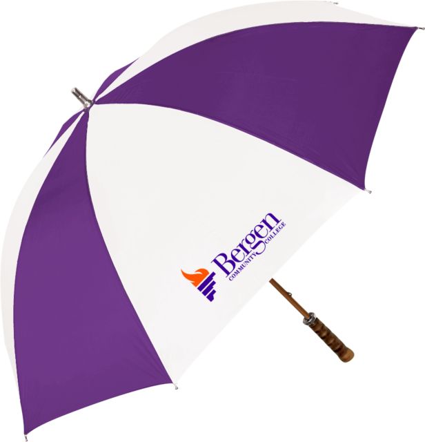 Bergen CC 64 Inch Umbrella Bergen Community College Wordmark - ONLINE ONLY