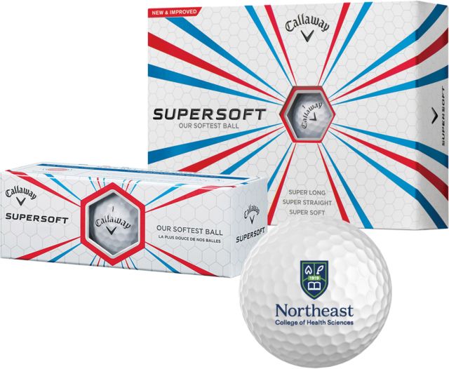 NE College of Health Callaway Supersoft Golf Balls 12/pkg Northeast College Stacked - ONLINE ONLY