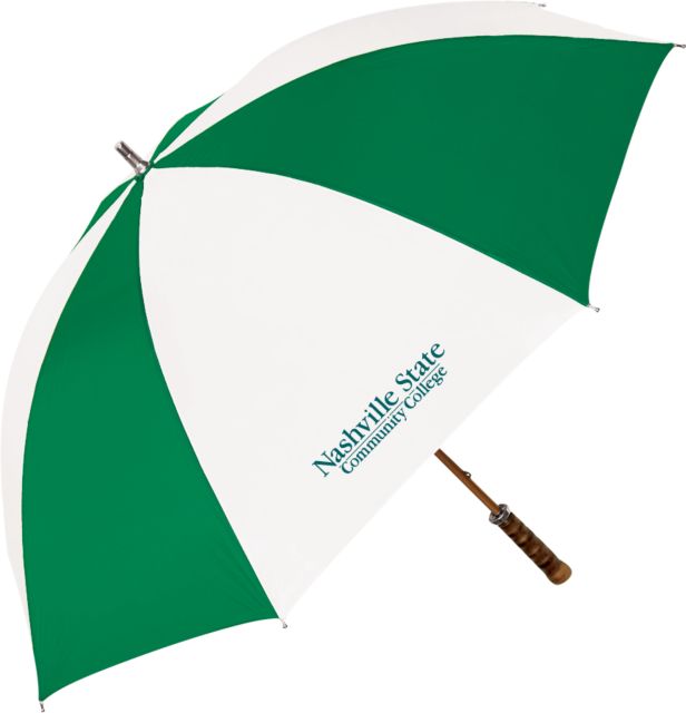 Nashville State 64 Inch Kelly Green/White Umbrella Nashville State CC Wordmark - ONLINE ONLY