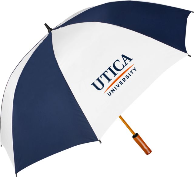 Utica 64 Inch Navy/White Umbrella Utica University - Insitutional Mark - ONLINE ONLY