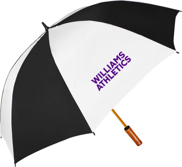 Williams College 64 Inch Black/Whit Umbrella Athletics Wordmark - ONLINE ONLY
