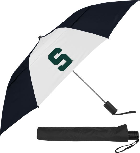 Michigan State 42 Inch Slim Stick Vented Umbrella Michigan State Block S - ONLINE ONLY