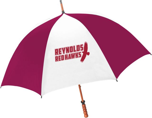 J. Sargeant Reynolds 62 Inch Cardinal/White Umbrella Reynolds Red Hawks with Mascot - ONLINE ONLY