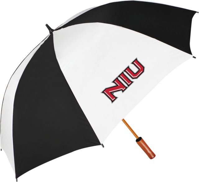Northern Illinois 62 Inch Black/White Vented Umbrella Primary Wordmark - ONLINE ONLY