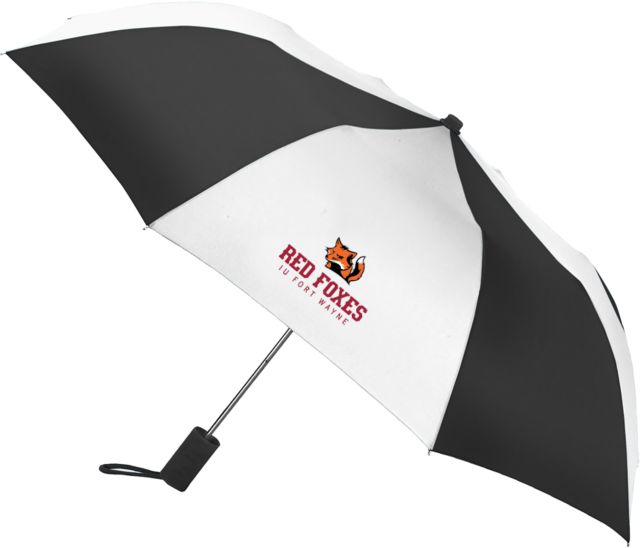 Indiana 42 Inch Slim Stick Umbrella IU Fort Wayne Red Foxes with Mascot Stacked - ONLINE ONLY