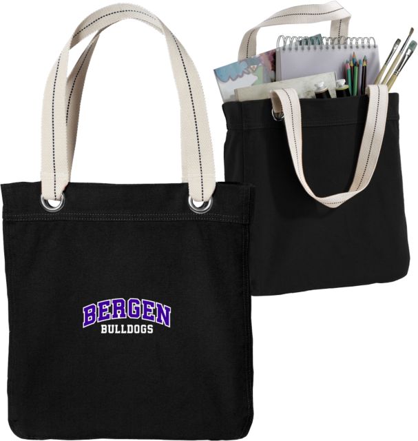Bergen CC Allie Canvas Tote Arched Bergen Bulldgos - ONLINE ONLY