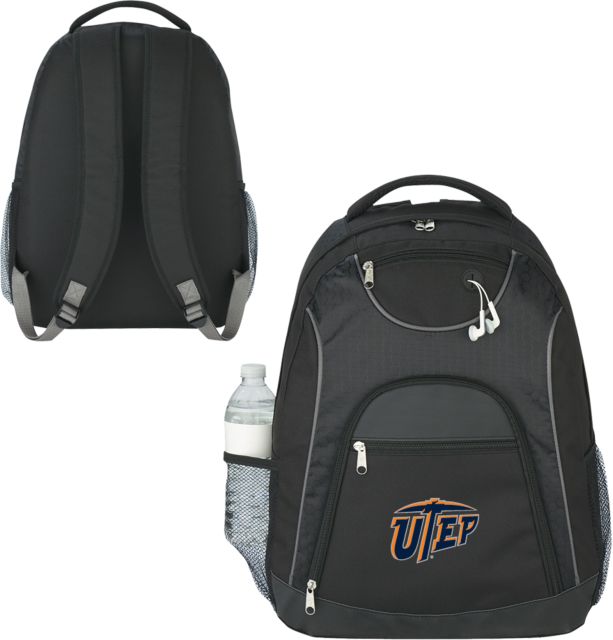 UTEP The Ultimate Black Computer Backpack Primary University Mark - ONLINE ONLY