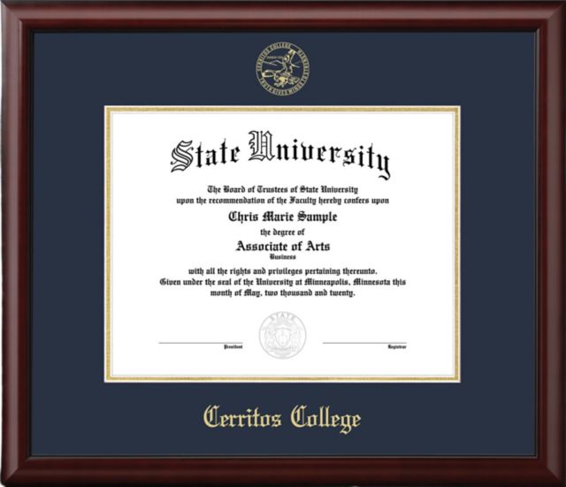 Cerritos College Meridian 7 x 9 Mahogany Diploma Frame
