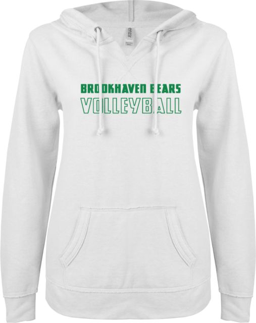 Brookhaven Bears ENZA Women's V Notch Raw Edge Fleece Hoodie Volleyball - ONLINE ONLY