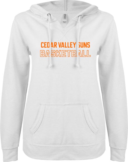 Cedar Valley Suns ENZA Women's V Notch Raw Edge Fleece Hoodie Basketball - ONLINE ONLY