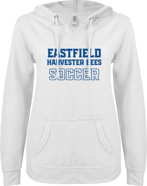 Eastfield Harvester Bees ENZA Women's V Notch Raw Edge Fleece Hoodie Soccer - ONLINE ONLY