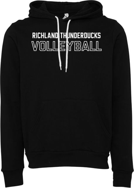 Richland Thunderducks ENZA Women's V Notch Raw Edge Fleece Hoodie Volleyball - ONLINE ONLY