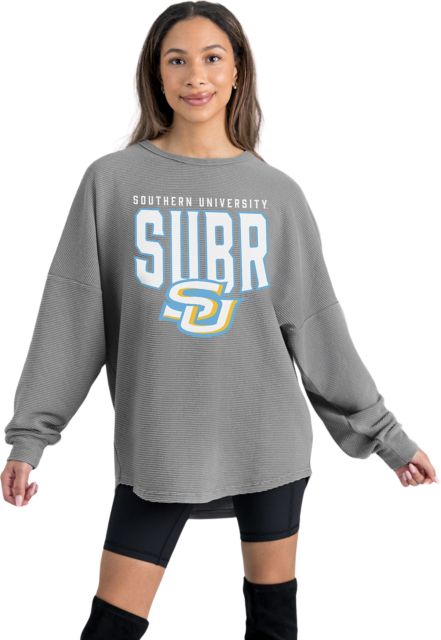 Southern University and A&M College Women's Crewneck Essential Corded Pullover with Ribbed Knit Cuff Detail