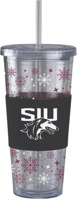 Southern Illinois University Straw Snowflake Tumbler