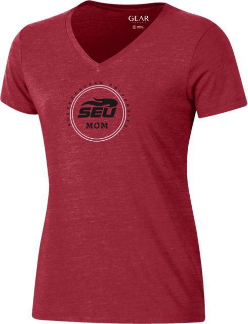 Southeastern University Fire Women's Mom V-Neck Short Sleeve T-Shirt