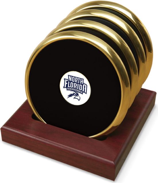 CSI  Set Of 4 Gold Round Coaster Gift Boxed With Colored Medallion - ONLINE ONLY