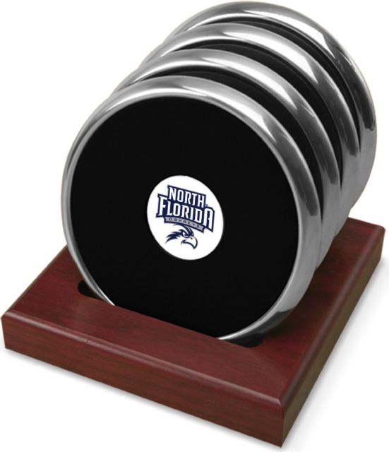 CSI  Set Of 4 Silver Round Coaster Gift Boxed With Colored Medallion - ONLINE ONLY