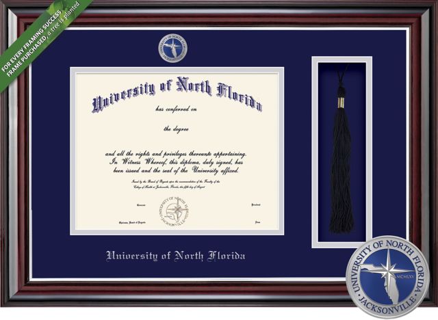 Framing Success Jefferson 8.5 x 11 BA Diploma and Tassel Cut-out with Double mat and Colored Medallion