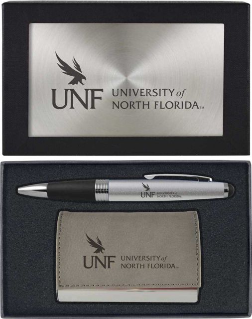 University of North Florida Business Card Holder And Pen Set