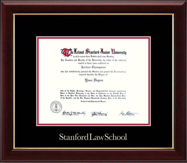 Church Hill Classics, Embossed; 8.5x11 H JD,  Stanford Law School Diploma Frame - ONLINE ONLY