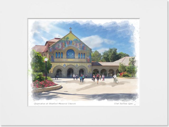 Inspiration at Stanford Memorial Church Watercolor Art Print 5x7’‘