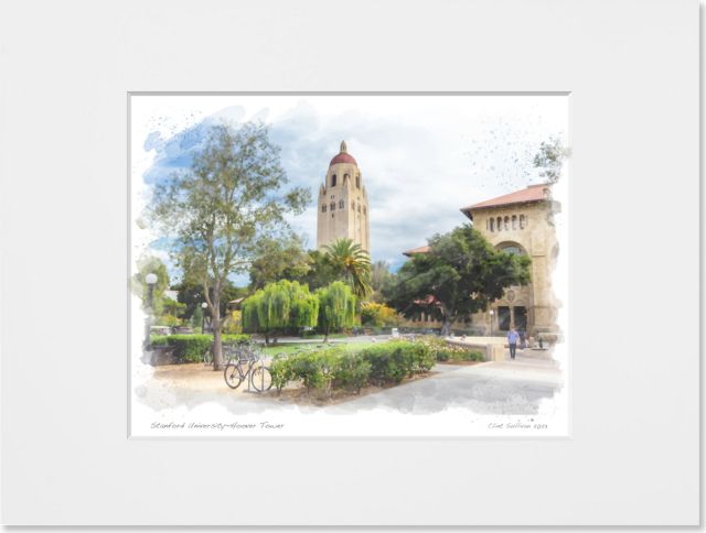 Stanford University - Hoover Tower Watercolor Art Print 5x7’‘