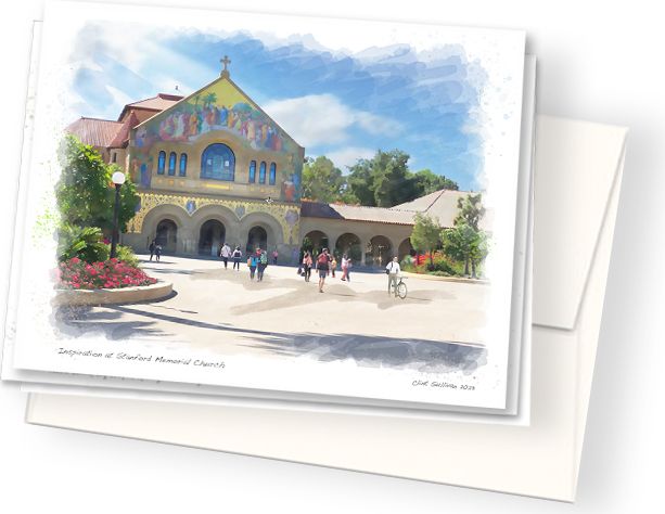 Inspiration at Stanford Memorial Church Watercolor Art Print A2 Notecard Set