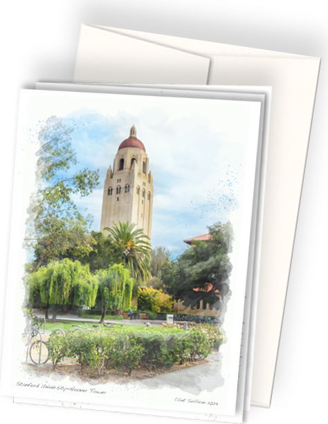 Stanford University - Hoover Tower Watercolor Art Print A2 Notecard Set