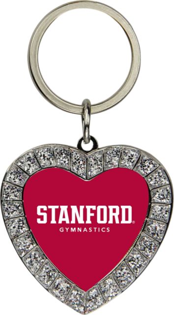 Stanford University Rhinestone Heart Keychain