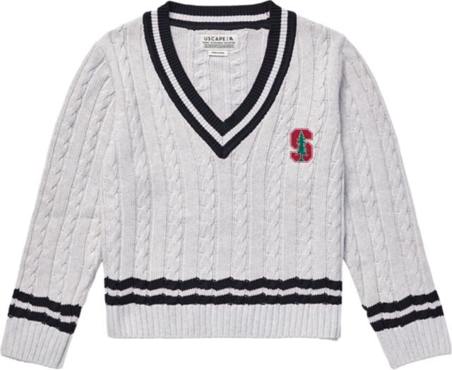 Stanford University Women's Cable Knit V-Neck Sweater