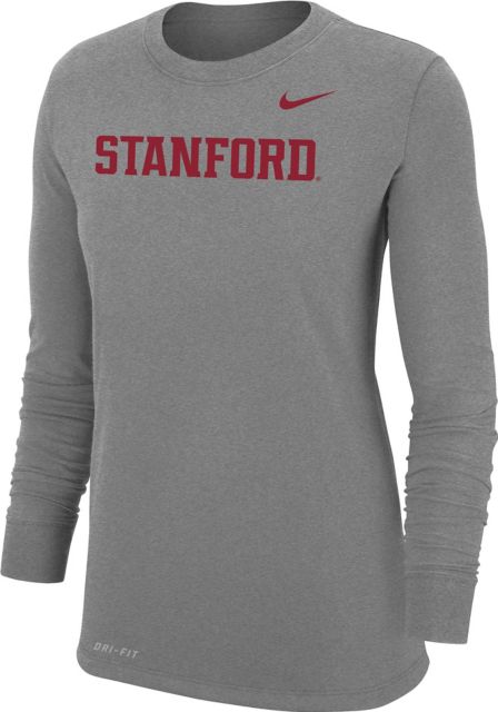 Nike Men's Stanford Cardinal Grey Dri-Fit Cotton Long Sleeve T-Shirt, XXL, Gray