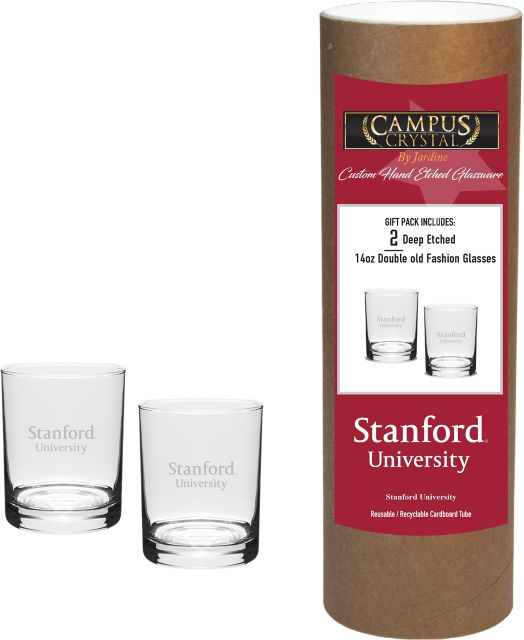 Stanford University 14 oz. Double Old Fashion Glass - Set of 2