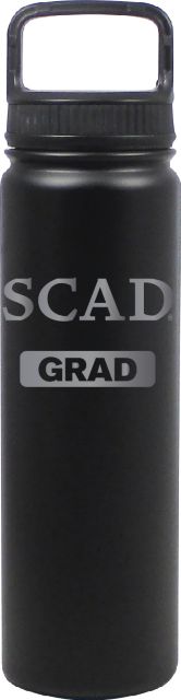 24 oz Matte Black Stainless Steel Water Bottle Grad
