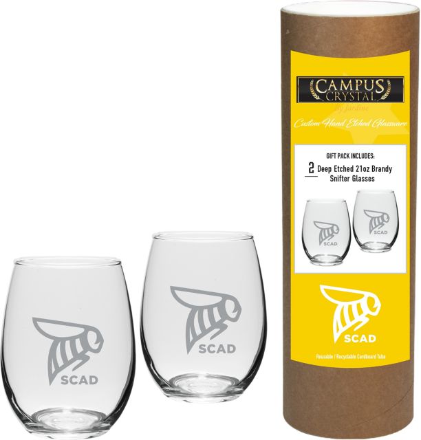Savannah College of Art and Design 15 oz. Stemless Wine Glass - Set of 2