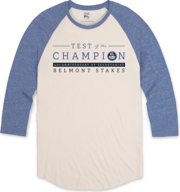 Belmont Stakes Test of the Champion Tri Blend 3/4 Cream/Blue Sleeve Raglan Tee