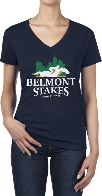 Belmont Stakes Dated Logo 2022 Womens Short Sleeve V Neck Tee