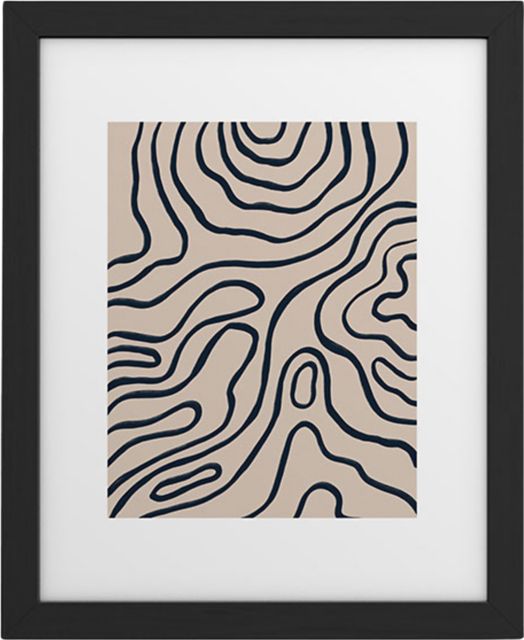 Topographic Map by Alisa Galitsyna Framed Art Print Modern Black